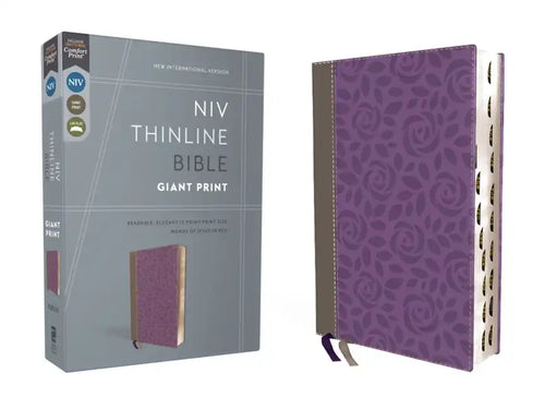 Niv, Thinline Bible, Giant Print, Leathersoft, Gray/Purple, Red Letter, Thumb Indexed, Comfort Print - Imitation Leather