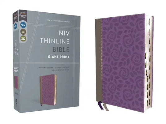 Niv, Thinline Bible, Giant Print, Leathersoft, Gray/Purple, Red Letter, Thumb Indexed, Comfort Print - Imitation Leather