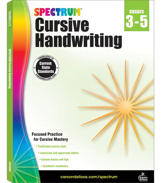 Spectrum Cursive Handwriting, Grades 3 - 5: Volume 108 - Paperback