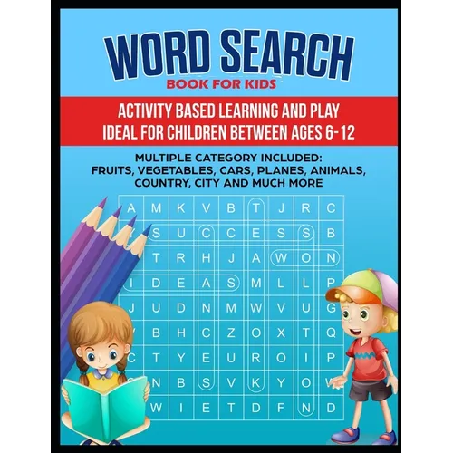 Word Search Book: Word search book for kids ( Animal, country, fruits, Shapes and many more categories) - Paperback