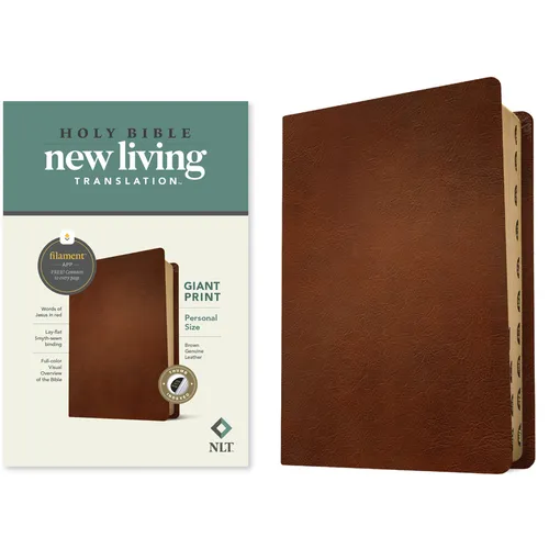 NLT Personal Size Giant Print Bible, Filament Enabled Edition (Red Letter, Genuine Leather, Brown, Indexed) - Leather