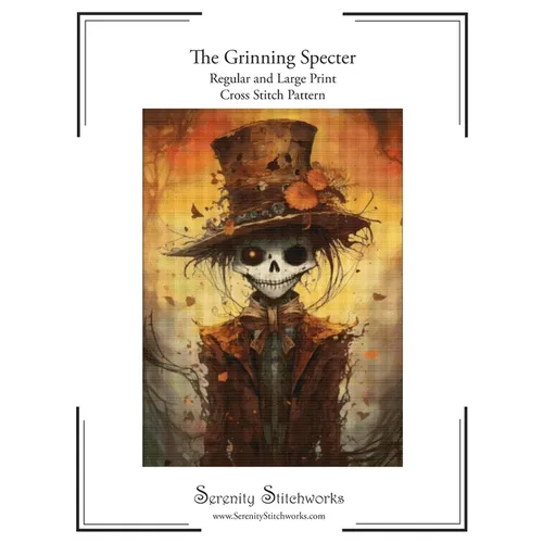 The Grinning Specter Cross Stitch Pattern: Regular and Large Print Cross Stitch Chart - Paperback