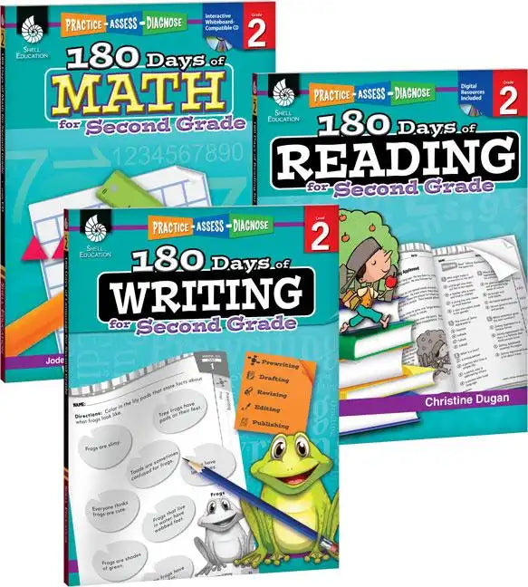 180 Days(tm) Reading, Writing and Math for Grade 2: 3-Book Set: Practice, Assess, Diagnose - Paperback