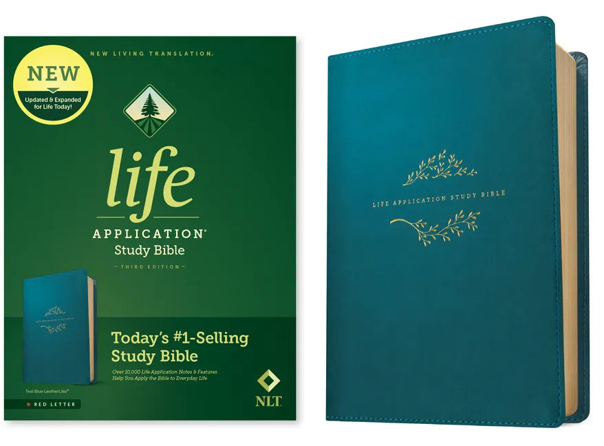 NLT Life Application Study Bible, Third Edition (Leatherlike, Teal Blue, Red Letter) - Imitation Leather