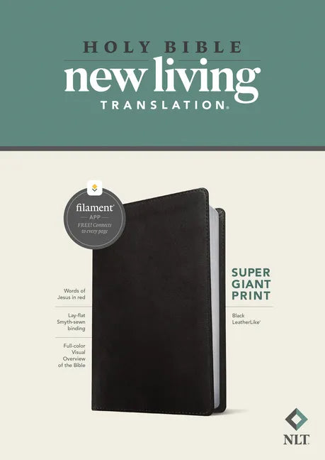NLT Super Giant Print Bible, Filament Enabled (Leatherlike, Black, Red Letter) - Imitation Leather