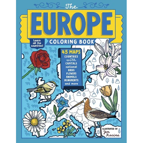 The Europe Coloring Book: 45 Maps with Capitals and National Symbols - Paperback