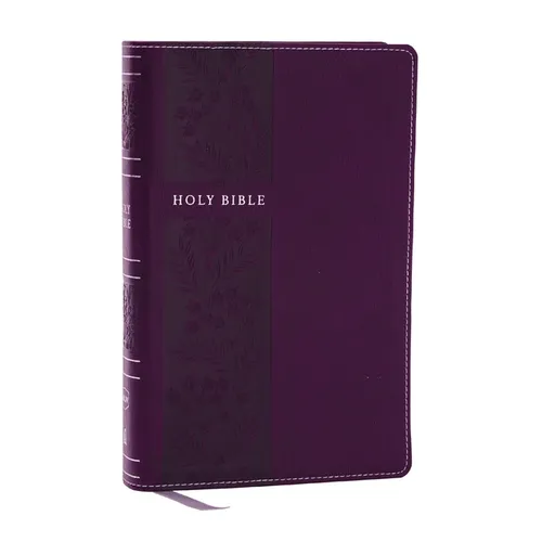 NKJV Personal Size Large Print Bible with 43,000 Cross References, Purple Leathersoft, Red Letter, Comfort Print (Thumb Indexed) - Imitation Leather