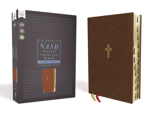 Nasb, Thinline Bible, Large Print, Leathersoft, Brown, Red Letter Edition, 1995 Text, Thumb Indexed, Comfort Print - Imitation Leather