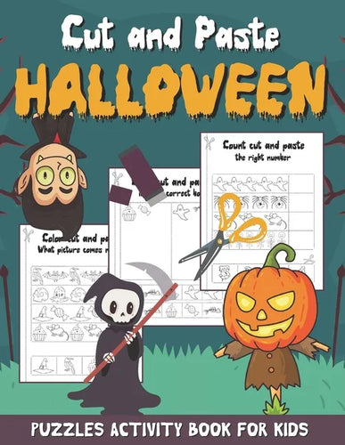 Cut and Paste Halloween - Puzzles Activity Book for Kids: Scissor Skills Workbook for Kids Ages 2-5 (Halloween Activity Book with Coloring, Cutting an - Paperback