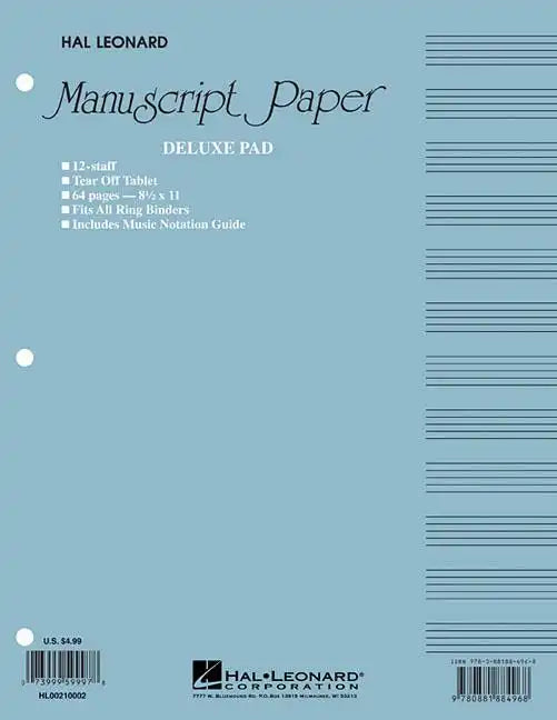 Manuscript Paper (Deluxe Pad)(Blue Cover) - Paperback