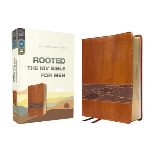 Rooted: The NIV Bible for Men, Leathersoft, Brown, Comfort Print - Imitation Leather