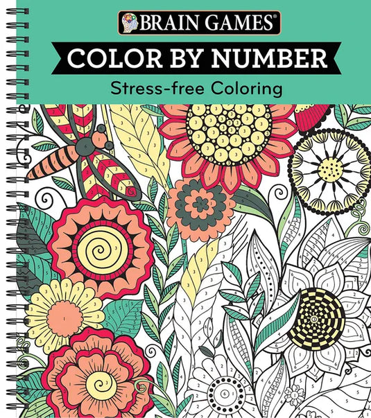 Brain Games - Color by Number: Stress-Free Coloring (Green) - Spiral