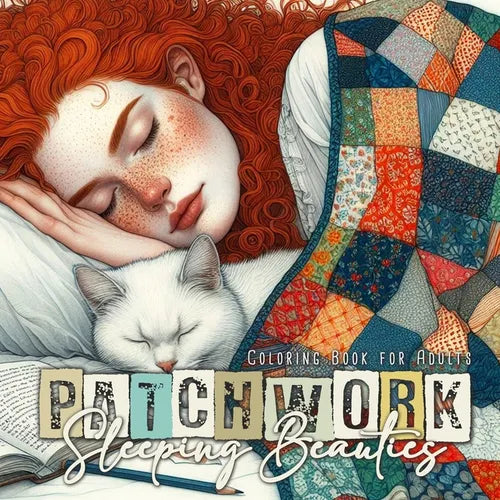 Patchwork Sleeping Beauties Coloring Book for Adults: Patchwork Coloring Book for Adults Portraits Coloring Book Grayscale Patchwork Pets Coloring Boo - Paperback