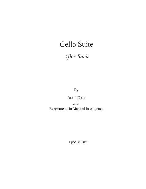 Cello Suite (After Bach) - Paperback