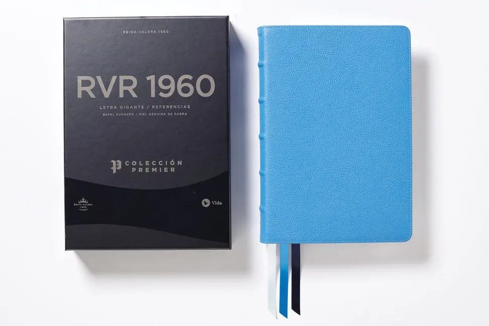 Rvr60, Santa Biblia, Colección Premier, Letra Gigante, Interior a DOS Colores, Piel Genuina de Cabra, Azul, Comfort Print: Edición Limitada - Leather