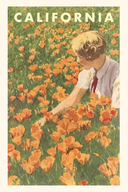 The Vintage Journal Woman sitting in Field of California Poppies - Paperback