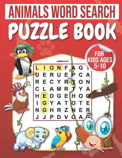 Animals Word Search: Puzzle Book For Kids Ages 5-10: 100 Large Print Word Search for kids: word search fo r5-10 year olds Activity Workbook - Paperback