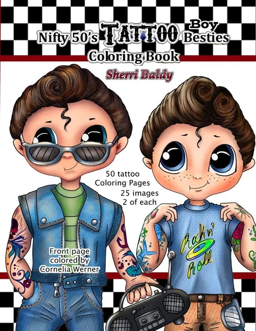 Nifty 50's Tattoo Boy Besties Coloring Book by Sherri Baldy - Paperback