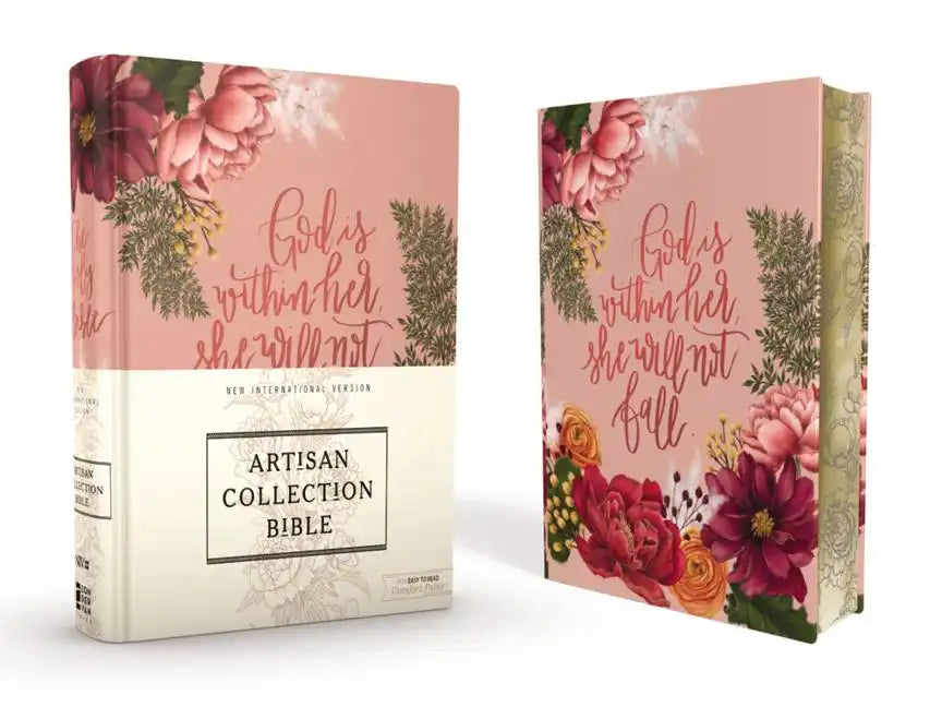 Niv, Artisan Collection Bible, Cloth Over Board, Pink Floral, Designed Edges Under Gilding, Red Letter Edition, Comfort Print - Hardcover