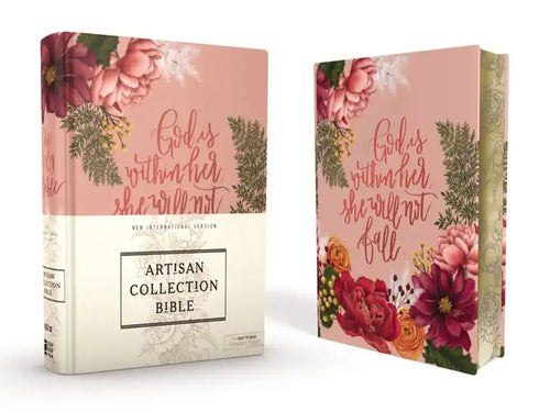 Niv, Artisan Collection Bible, Cloth Over Board, Pink Floral, Designed Edges Under Gilding, Red Letter Edition, Comfort Print - Hardcover
