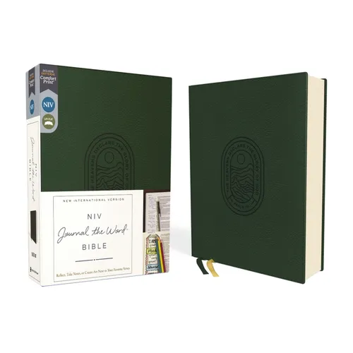 Niv, Journal the Word Bible (Perfect for Note-Taking), Leathersoft, Green, Red Letter, Comfort Print: Reflect, Take Notes, or Create Art Next to Your - Leather
