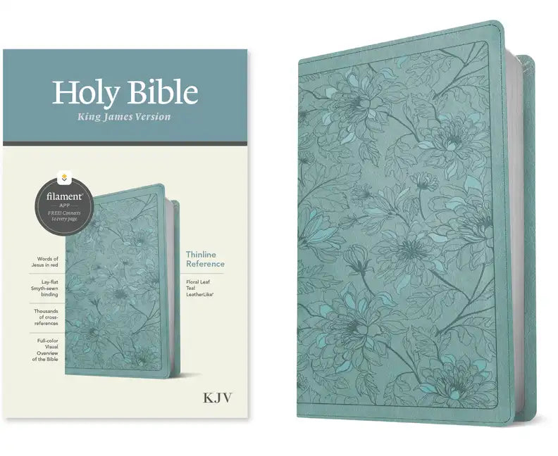 KJV Thinline Reference Bible, Filament Enabled (Leatherlike, Floral Leaf Teal, Red Letter) - Imitation Leather