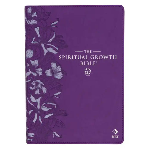 The Spiritual Growth Bible, Study Bible, NLT - New Living Translation Holy Bible, Faux Leather, Purple Debossed Floral - Leather