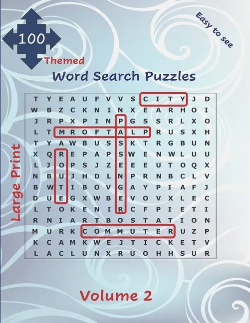 100 Themed Large Print Word Search Puzzles: Easy to See Seek and Find for All Ages with Solutions Volume 2 Big Font Jumbo Brain Games Gift - Paperback
