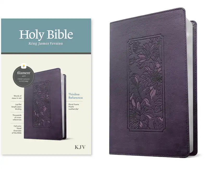 KJV Thinline Reference Bible, Filament Enabled (Leatherlike, Floral Frame Purple, Red Letter) - Imitation Leather