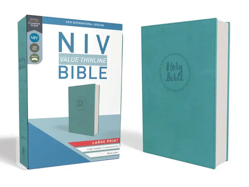 NIV, Value Thinline Bible, Large Print, Imitation Leather, Blue - Imitation Leather