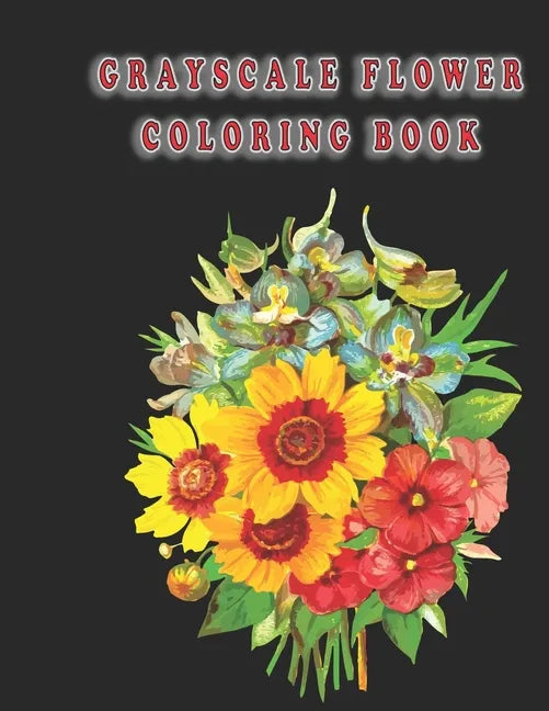 grayscale flower coloring book: Flowers Vintage Grayscale Art Coloring Book for Adults - Paperback