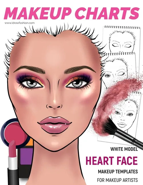 Makeup Charts - Face Charts for Makeup Artists: White Model - HEART face shape - Paperback