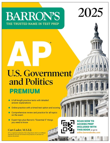 AP U.S. Government and Politics Premium, 2025: Prep Book with 6 Practice Tests + Comprehensive Review + Online Practice - Paperback