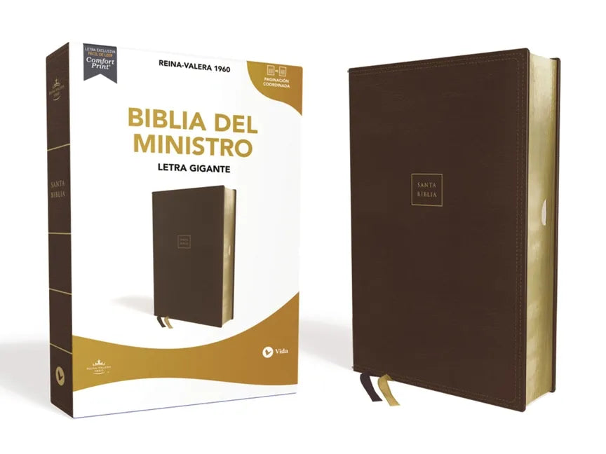 Rvr60, Biblia del Ministro, Letra Gigante, Leathersoft, Café, Palabras de Jesús En Rojo, Comfort Print - Leather
