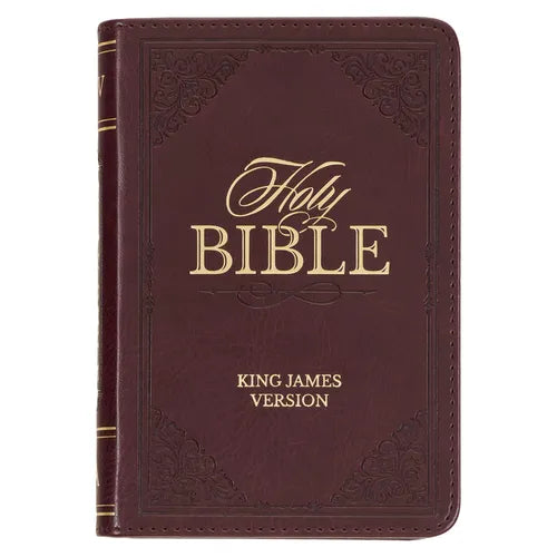 KJV Holy Bible, Mini Pocket Size, Faux Leather Red Letter Edition - Ribbon Marker, King James Version, Burgundy - Leather