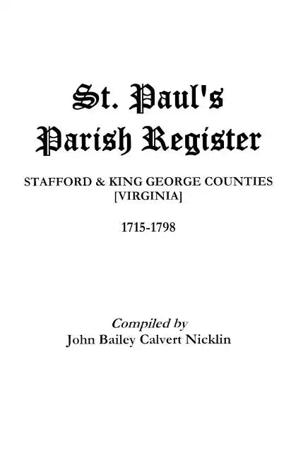 St. Paul's Parish Register - Paperback