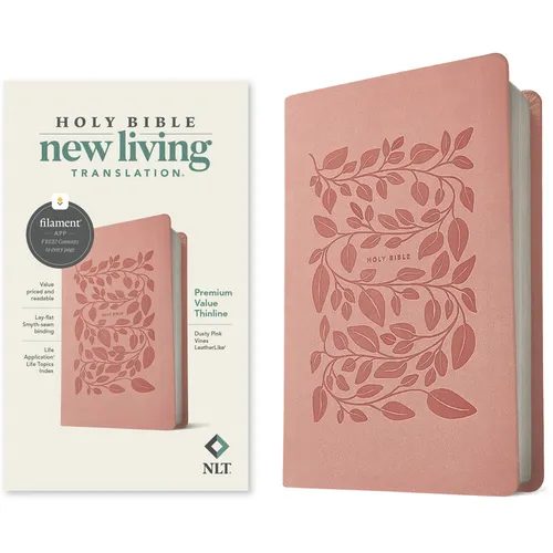 NLT Premium Value Thinline Bible, Filament-Enabled Edition (Leatherlike, Dusty Pink Vines) - Imitation Leather
