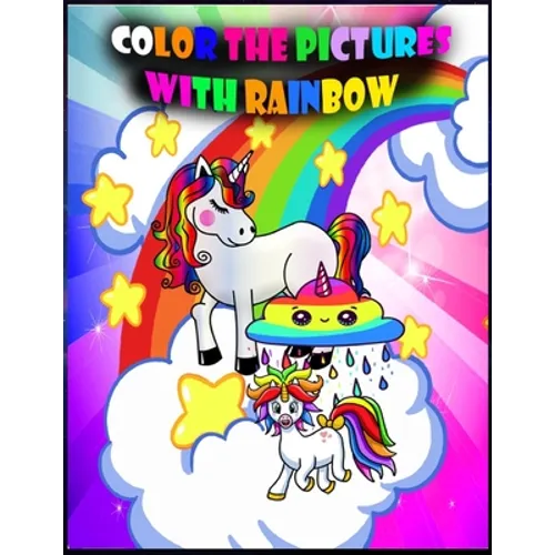 Color the pictures with rainbow: black and white rainbow coloring page, rainbow coloring book kids - Paperback