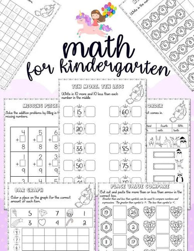 Math for kindergarten: Unicorn Math Activity Book For Kindergarten and First Grade Many Counting Skills Practice Missions Tracing Addition Cu - Paperback