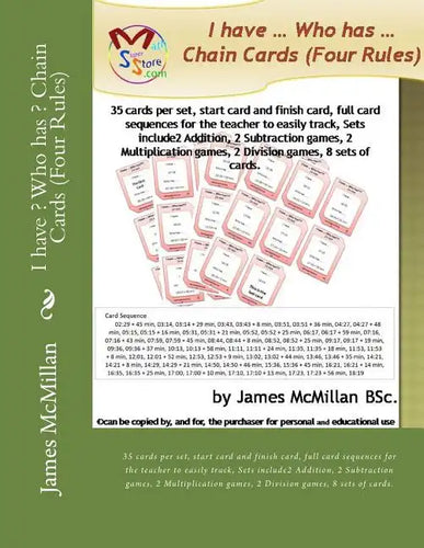 I have ? Who has ? Chain Cards (Four Rules): 35 cards per set, start card and finish card, full card sequences for the teacher to easily track, Sets i - Paperback