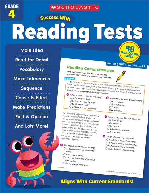 Scholastic Success with Reading Tests Grade 4 Workbook - Paperback