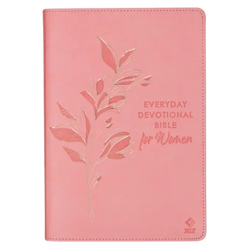 NLT Holy Bible Everyday Devotional Bible for Women New Living Translation, Vegan Leather, Pink Debossed - Leather