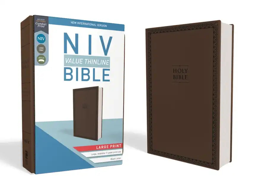 NIV, Value Thinline Bible, Large Print, Imitation Leather, Brown - Imitation Leather