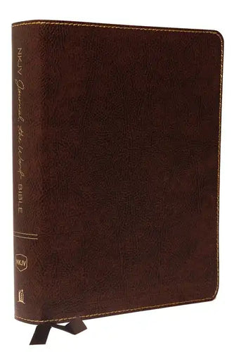NKJV, Journal the Word Bible, Bonded Leather, Brown, Red Letter Edition, Comfort Print: Reflect, Journal, or Create Art Next to Your Favorite Verses - Bonded Leather