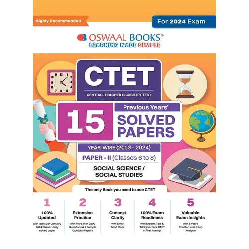 Oswaal CTET (Central Teachers Eligibility Test) Paper-II Classes 6 - 8 15 Year's Solved Papers Social Science and Studies Yearwise 2013 - 2024 For 202 - Paperback