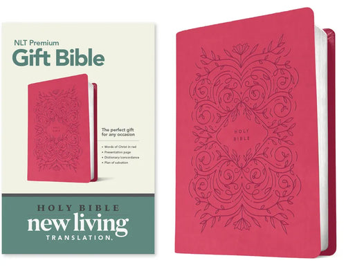 Premium Gift Bible NLT (Leatherlike, Very Berry Pink Vines, Red Letter) - Imitation Leather