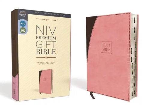 Niv, Premium Gift Bible, Leathersoft, Pink/Brown, Red Letter Edition, Indexed, Comfort Print - Imitation Leather