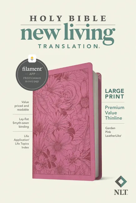 NLT Large Print Premium Value Thinline Bible, Filament Enabled (Leatherlike, Garden Pink) - Imitation Leather