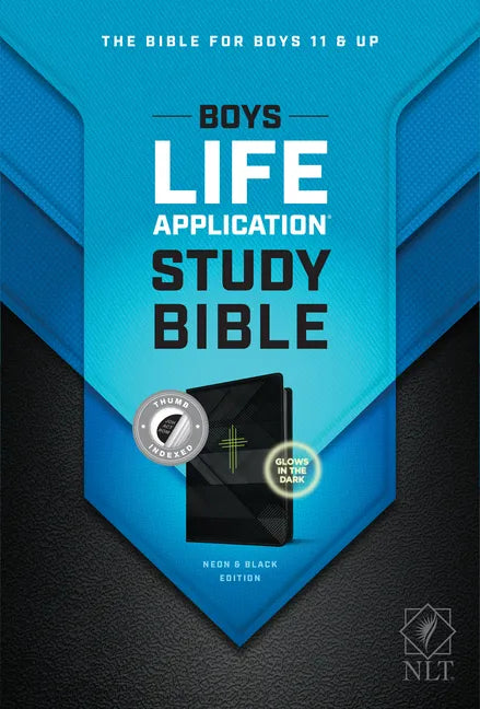 NLT Boys Life Application Study Bible, Tutone (Leatherlike, Neon/Black, Indexed) - Imitation Leather