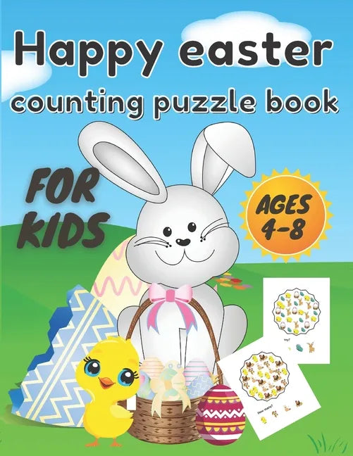 happy easter counting puzzle book: A Fun Guessing Game Book for Ages 4-8 Year Olds - Fun & Interactive Picture Book for Preschoolers and Toddlers ( Ea - Paperback